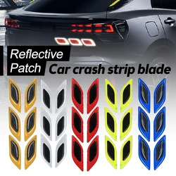 6pcs/Set Car Reflective Stickers Anti-Scratch Carbon Fiber 3D Car Styling Reflective Strips Night Safety Warning Reflector Tape