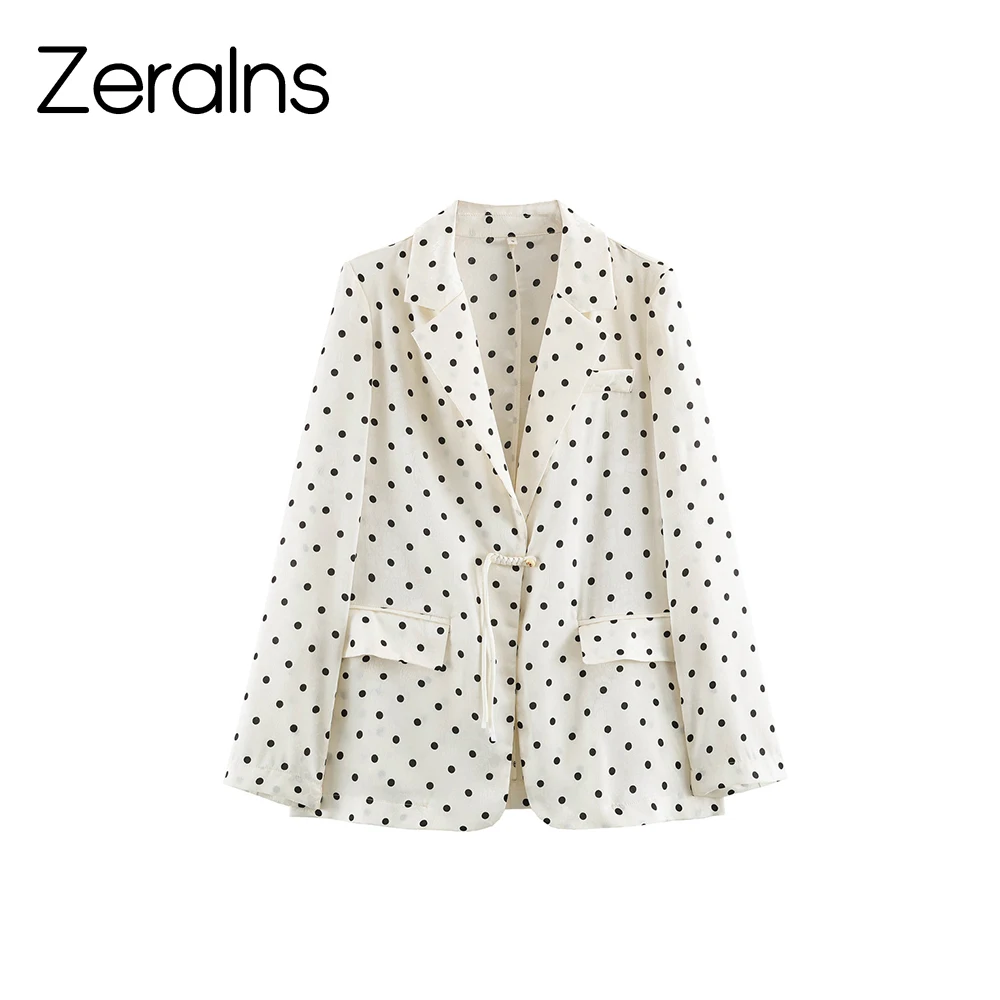 ZERAINS 2026 autumn new women's clothing style fashionable and versatile polka dot buttonless suit jacket