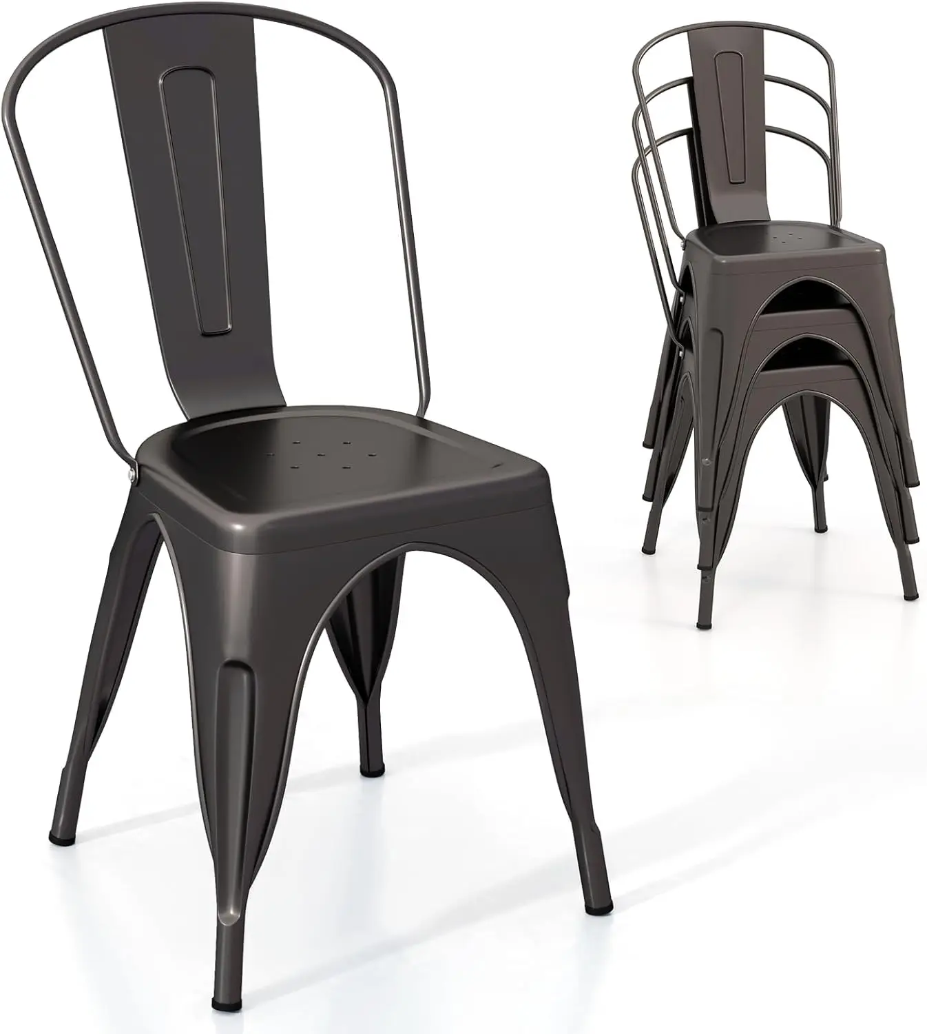 

Chairs Set of 4, Farmhouse Kitchen Chairs with Removable Backrest, Space-Saving Stackable Bistro Cafe Side Chairs for Dining Roo