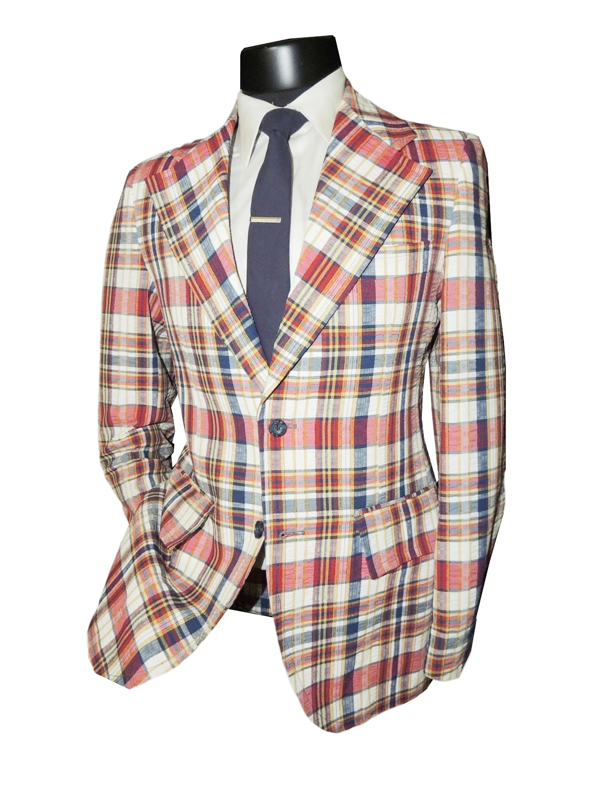 Plaid Männer Hochzeits mantel gekerbt Revers Smoking Slim Fit Bräutigam tragen Business Office Blazer nur eine Jacke