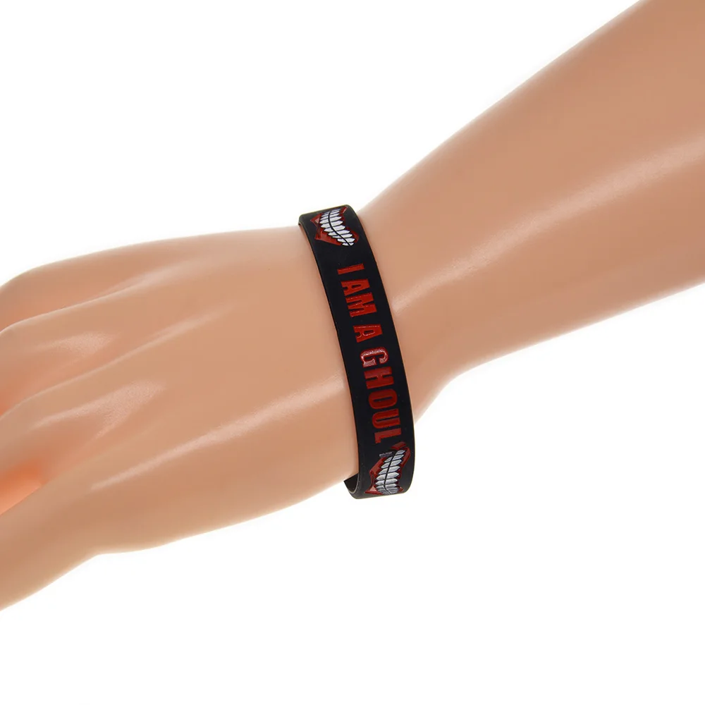 

50 Pcs "I am a Ghoul" Anime Rubber Bracelet Tokyo Ghoul Fan Support Wristband Soft and Stretchy Silicone Material Cosplay Bangle