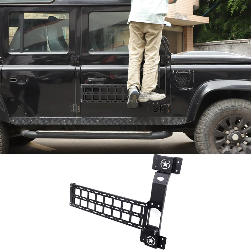 لاند روفر المدافع 90 110 130 الكربون الصلب باب السيارة للطي المفصلي خطوة القدم دواسة حامل سقفي السيارة خطوة الملحقات الخارجية #1