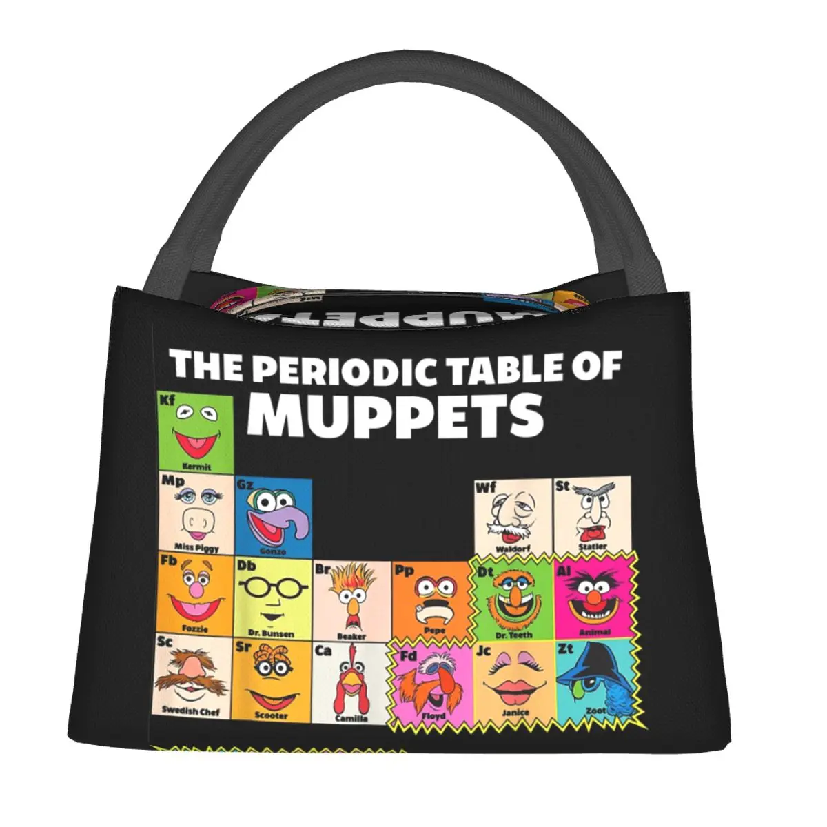 The Muppets Periodic Table Lunch Bags Insulated Bento Box Lunch Tote Picnic Bags Cooler Thermal Bag for Woman Kids Work