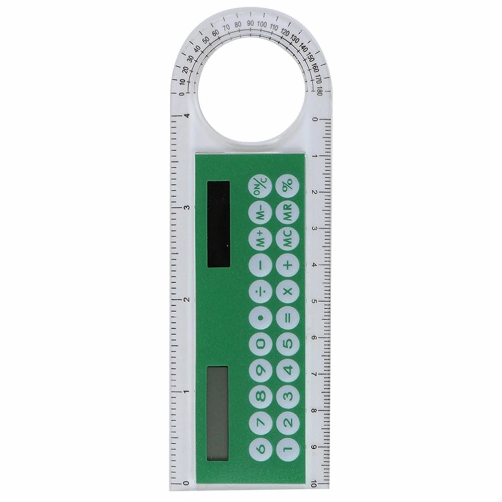 1 solar Mini Calculator, Multi-function Magnifying Glass, 10cm Ultra-thin Ruler Calculator, School Office Supplies, 5 Colors