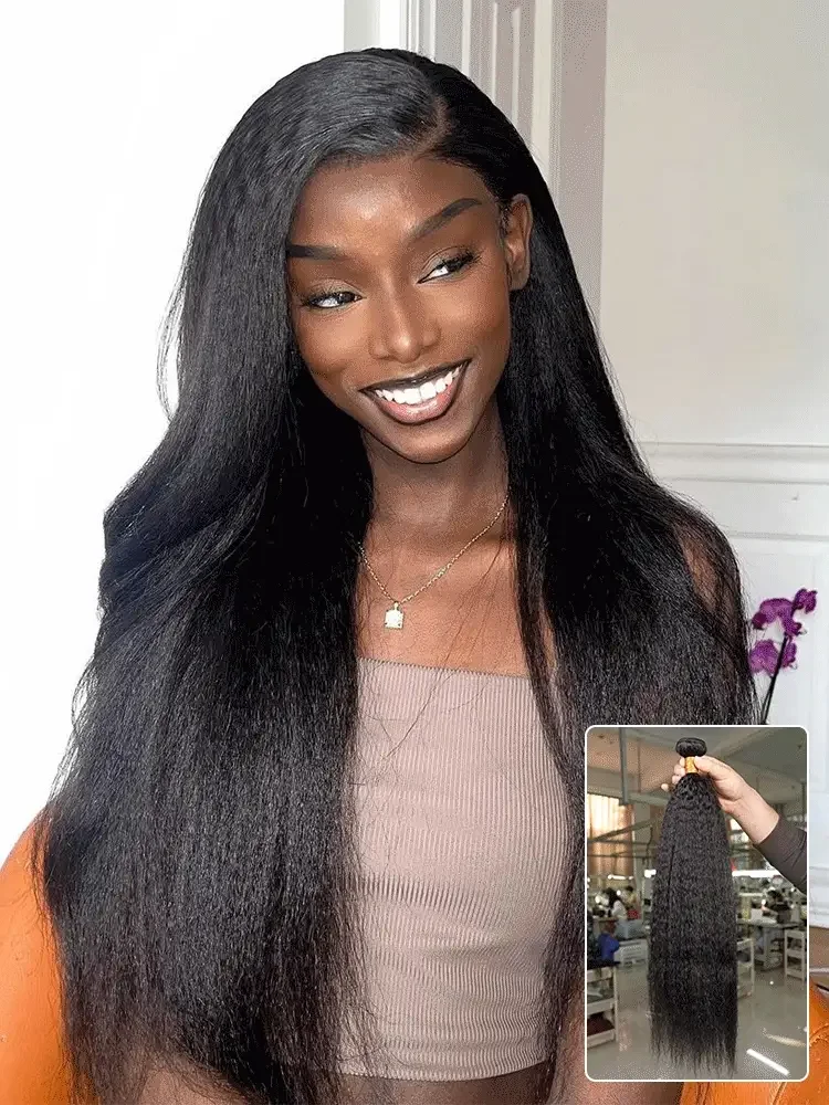 Peruvian Yaki Kinky Straight Human Hair Bundles Raw 3 4 Bundles For Women 30 inch Sew In quickly Weave Remy Virgin Hair Extension