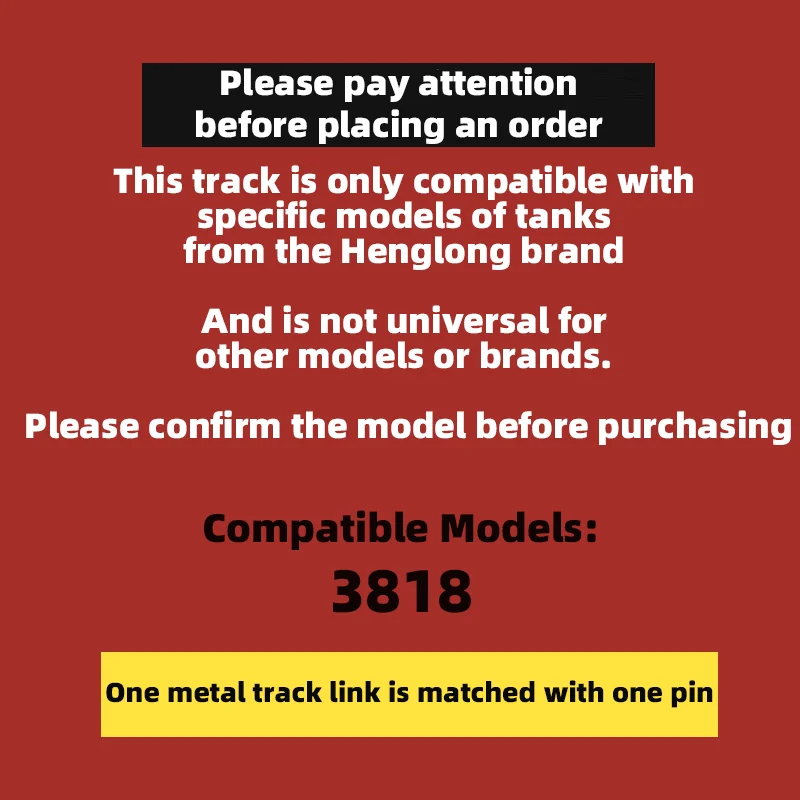 Heng Long 3818 Metal Track White & Black เข้ากันได้กับ Heng Long 1/16 Tiger I Tank มาพร้อมกับลิงค์ Metal Track 4 อันเป็นโบนัส