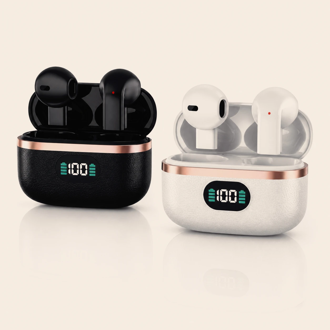 Semi-In-Ear TWS Wireless Earbuds Sleek Stylish Design Long Endurance Battery Built-In Mic Ideal Headphones for Daily