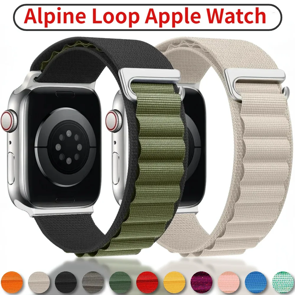 Alpine Loop-pulsera ajustable de nailon para Apple Watch, 44mm, 40mm, 45mm, 41mm, Series Ultra 49mm, iWatch 9, 8, 7, 6, 5, 4, 3, SE2