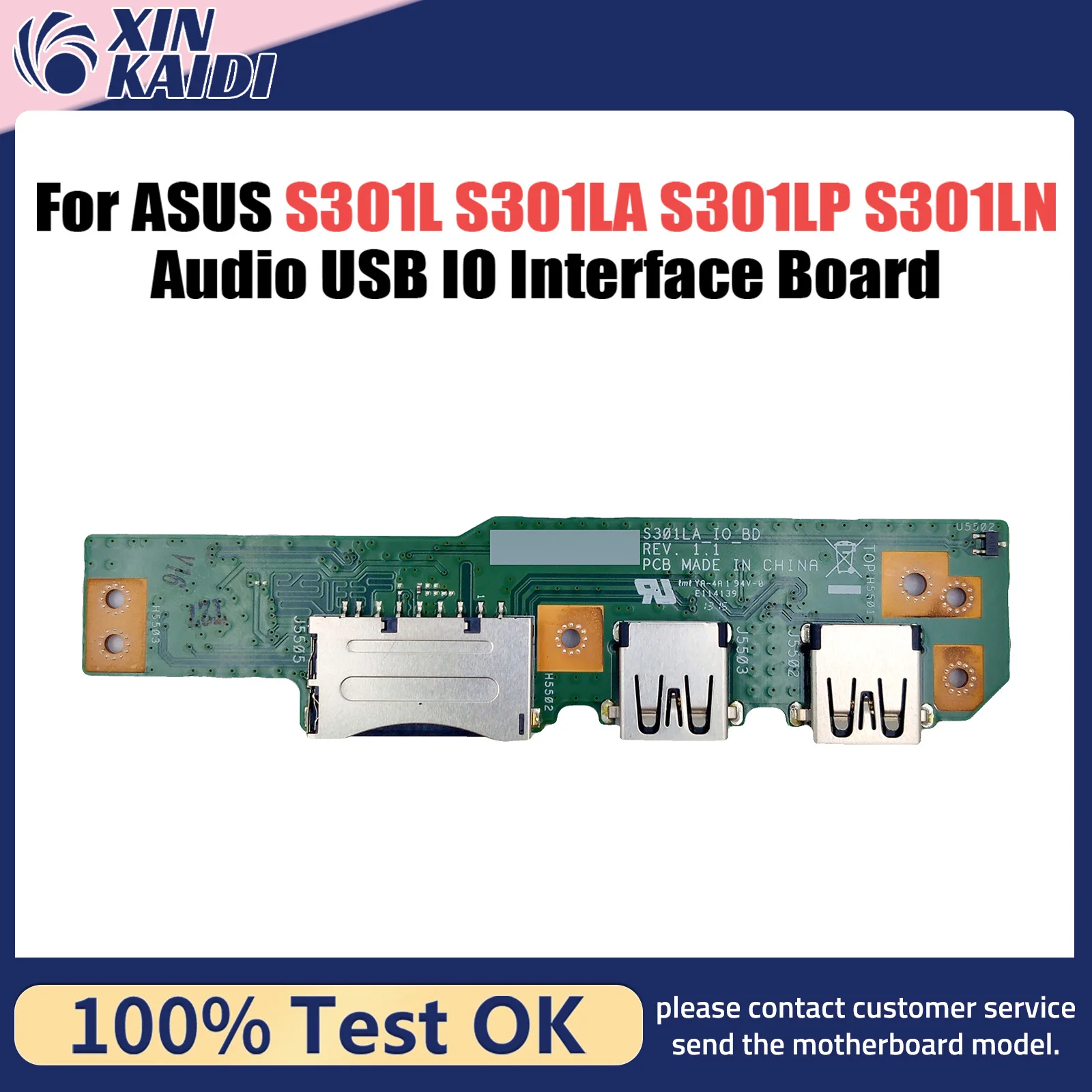 

Original S301L For ASUS S301LA S301LP S301LN Laptop Audio usb IO board Interface board S301LA IO BOARD