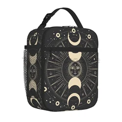 Moon Star Mystic Sun Astrology Tarot Goth Insulated Lunch Bag Reusable Portable Lunch Box for Men Women Tote Bag for Picnic Work