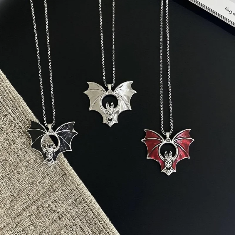 2024 New Fashion Stainless Steel Bat Pendant Necklace for Both Men and Women punk Hip-Hop Style Street Party Necklace Lucky Gift