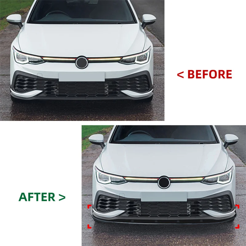 Glossy Car Front Bumper Lip Body Kit lower chip For VW Golf 8 MK8 GTI CS R MK 8 2020 - 2024 Spoiler Splitter Canard Deflector