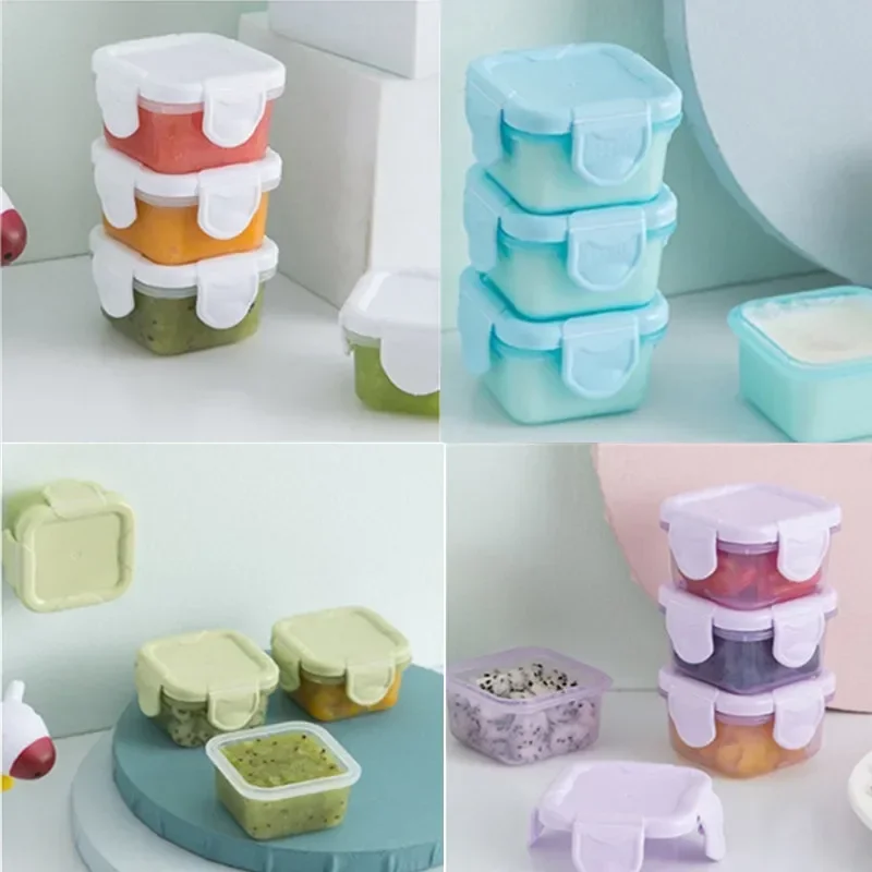 4 Pcs/Set BPA Free Baby Food Storage Containers Fruit Milk Powder Container Kids Snack Box Portable Food Freezer Fresh Cup 60ml