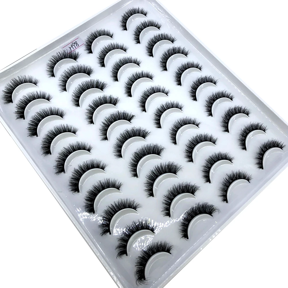 20 Pairs 3D Faux Mink Lashes Natural False Eyelashes Dramatic Fluffy Soft Wispy Volume Cross Reusable Eyelash MaKeup Tools