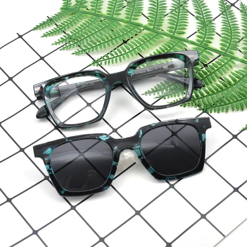 KANDREA Vintage Square Custom Polarized Sunglasses Men Women Optical Magnetic Eyeglasses Frame Polaroid Clip on Eyewear T1936
