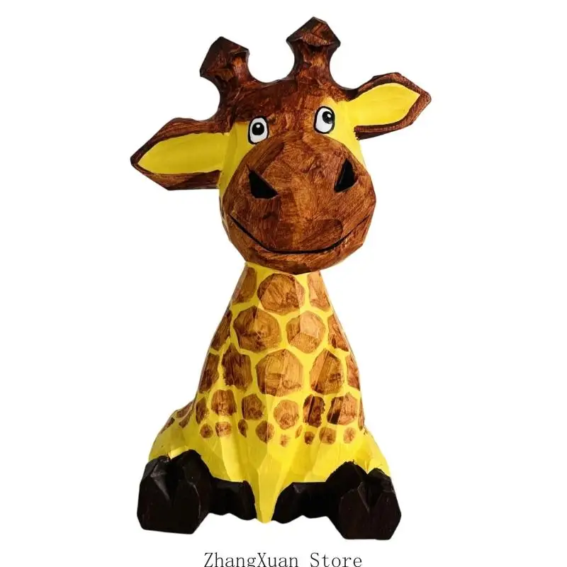 Handgeschnitzte Tierregalfigur aus Holz, dekorativer Akzent für Tische, Schränke, Arbeitszimmer und Büros Innenbereich 3XUF – Detail 9
