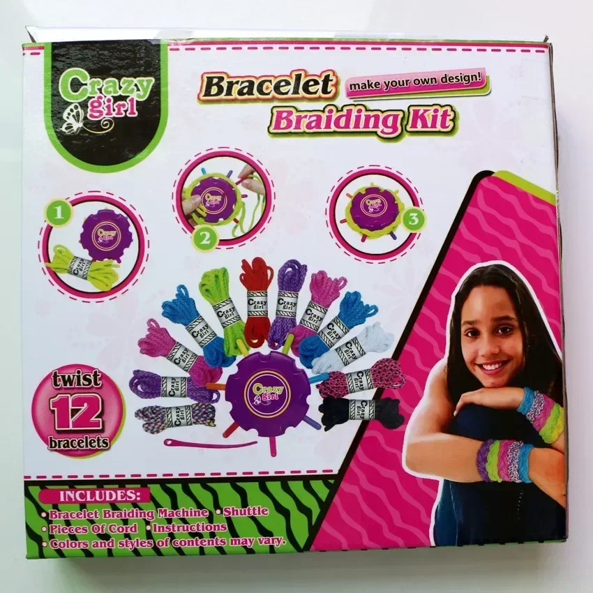 Kit de tressage de bracelet pour filles, faites votre propre conception, bricolage, torsion, 12 bracelets, jouets, ULarc-en-ciel, machine à tisser, jouet d'apprentissage, cadeau amusant