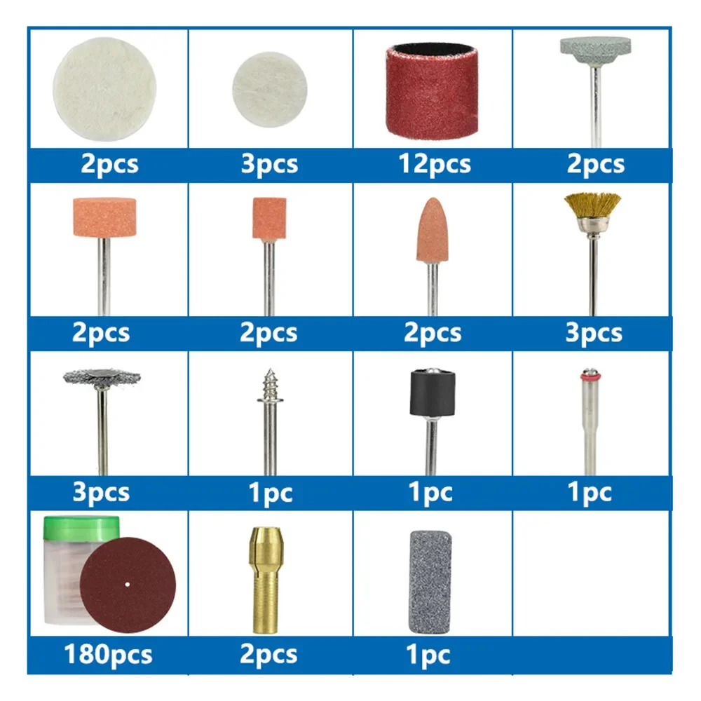 Rotary Tool Accessory Set Fits For Dremel Drill 217pcs Sanding Grinding Polishing Tools   Accessories