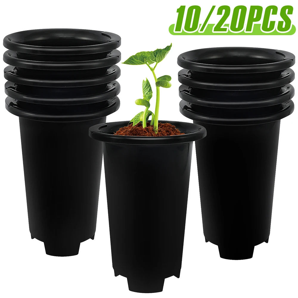 10/20Pcs Pflanze blumentopf Kunststoff Tiefe Pflanzen Kindergarten Töpfe mit Entwässerung Löcher