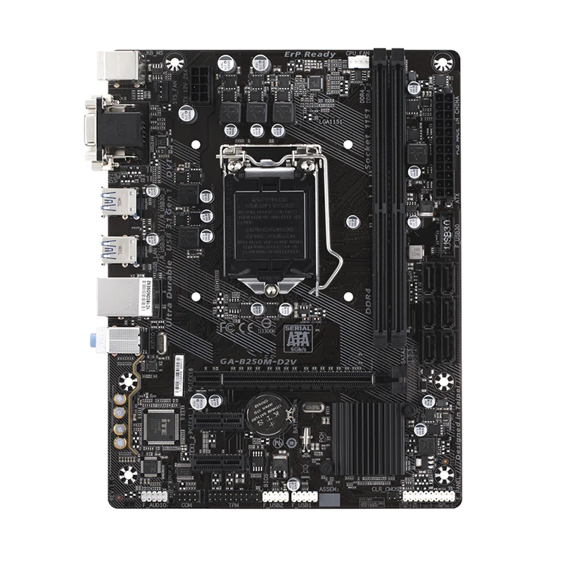 GA-B250M-D2V Placas-mãe, B250M-D2V, LGA 1151, DDR4, 32GB, M-ATX, Intel B250, Desktop Mainboard, SATA III, USB 3.0