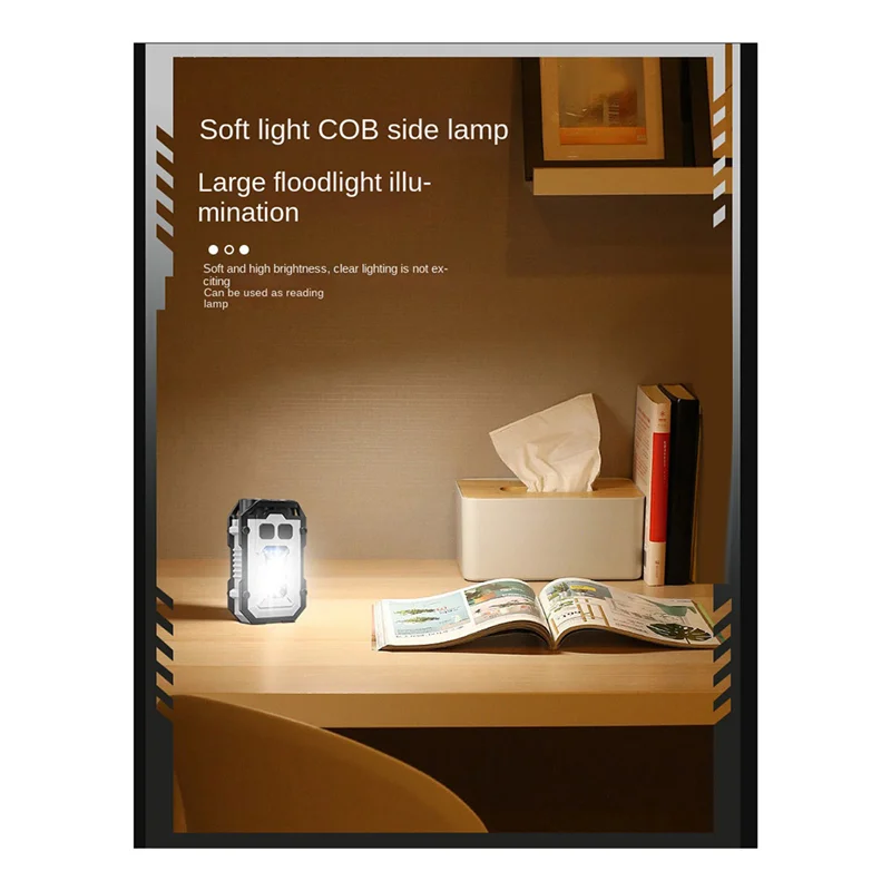 HOES-키체인 LED 조명 Type-C 충전식 작업 조명 정전 비상 재사용 가능한 휴대용 방수 조명 흰색