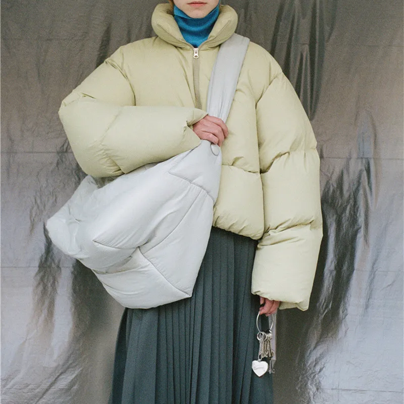 

Women Winter Shoulder Bags Space Down Bags Cotton Padded Puffer Large Fashion CrossbodyBag Female Puffy Clutch Christmas Bag