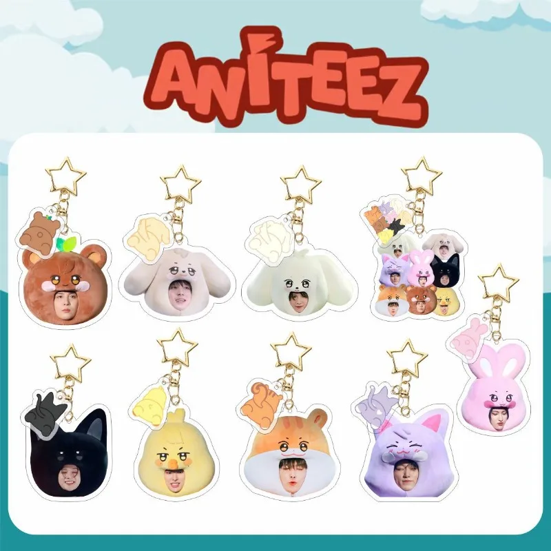 

9pcs Kpop ATEEZ Album Aniteez Character Keychain Keyring Hongjoong Seonghwa Yunho Yeosang San Mingi Bag Accessories Fans Gift