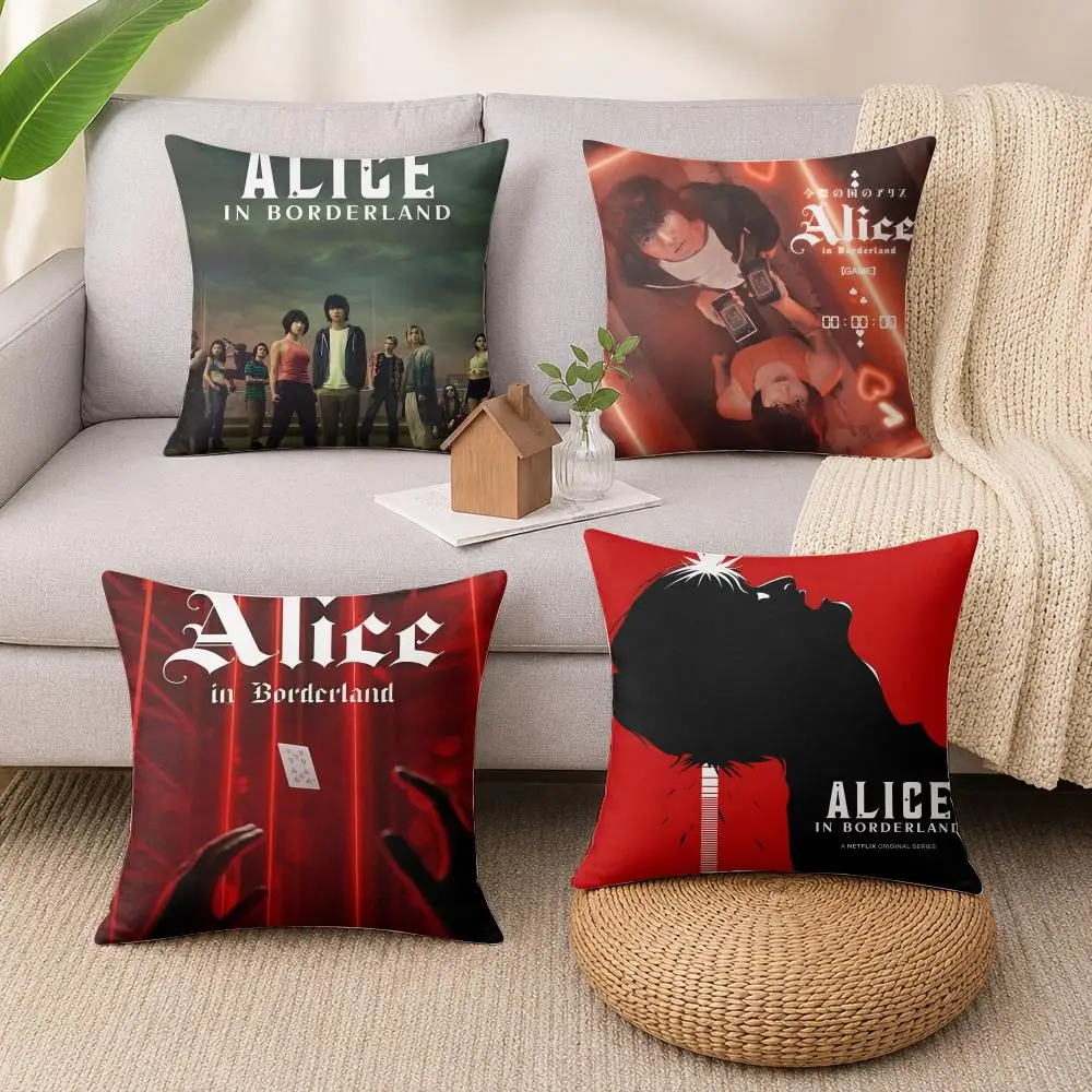 TV A-Alice In Borderland Cushion Cover Wrinkle-Resistant Short Plush Cushion Covers Breathable Machine-Washable
