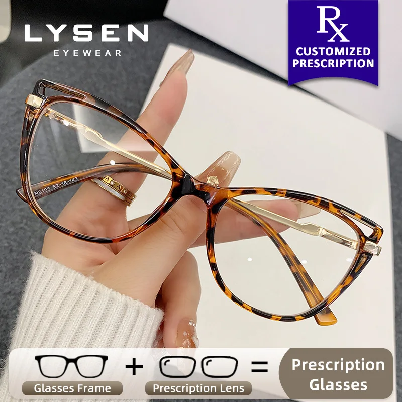 

LYSEN New Fashion Cat Eye Myopia Prescription Glasses Blue Light Blocking Photochromic Customization Progressive Reading Glasses