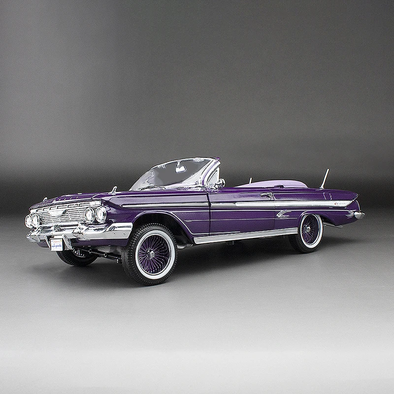 สินค้าใหม่ในสต็อก รถเหล็กหล่อจำลอง Chevrolet Impala ปี 1961 ขนาด 1:18 ยี่ห้อ Sunstar พร้อมฟังก์ชั่นยก ของตกแต่ง ของเล่นสั่งทำพิเศษ ของขวัญคริสต์มาสสำหรับเด็ก