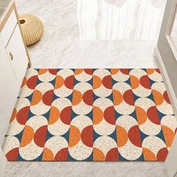 Retro Welcome Entrance Doormat Anti-slip Silk Loop PVC Floor Mats for Porch Hallway Entryway Home Decor Dust Removal Carpet