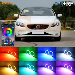 For Volvo V40 2012 2013 2014 2015 Xenon Headlight BT App RF Remote Multi-Color Ultra Bright RGB LED Angel Eyes Kit Halo Rings