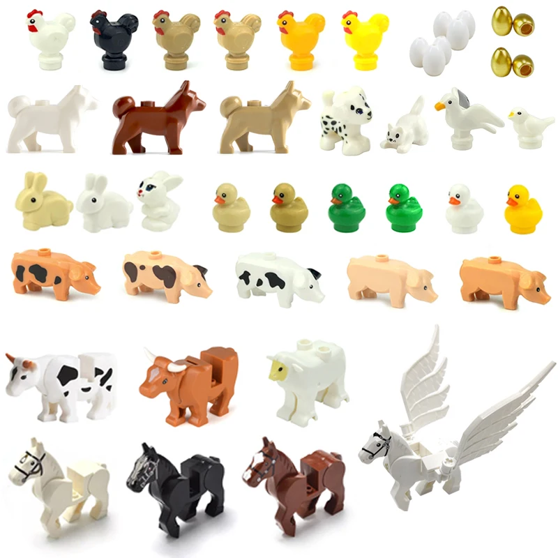 Animal MOC Building Blocks Parts Livestock Poultry Bricks Kits Toys Flying Horse Chick Duck Cattle Rabbit Compatible With LEGO