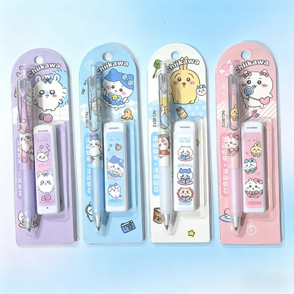 2026 Heißer Chiikawa Stylischer Automatischer Bleistift-Set Anime-Merchandise Niedlicher Mädchenhafter Schreibbleistift mit Bleistiftschutz für Schüler – Detail 1