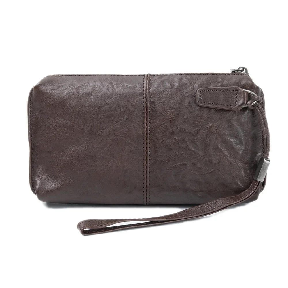 

Leather Mens Clutch Bag Travel Wrist Bag Clutches Long Wallet Phone Card Organizer Wristlet Handbag Pouch Purse