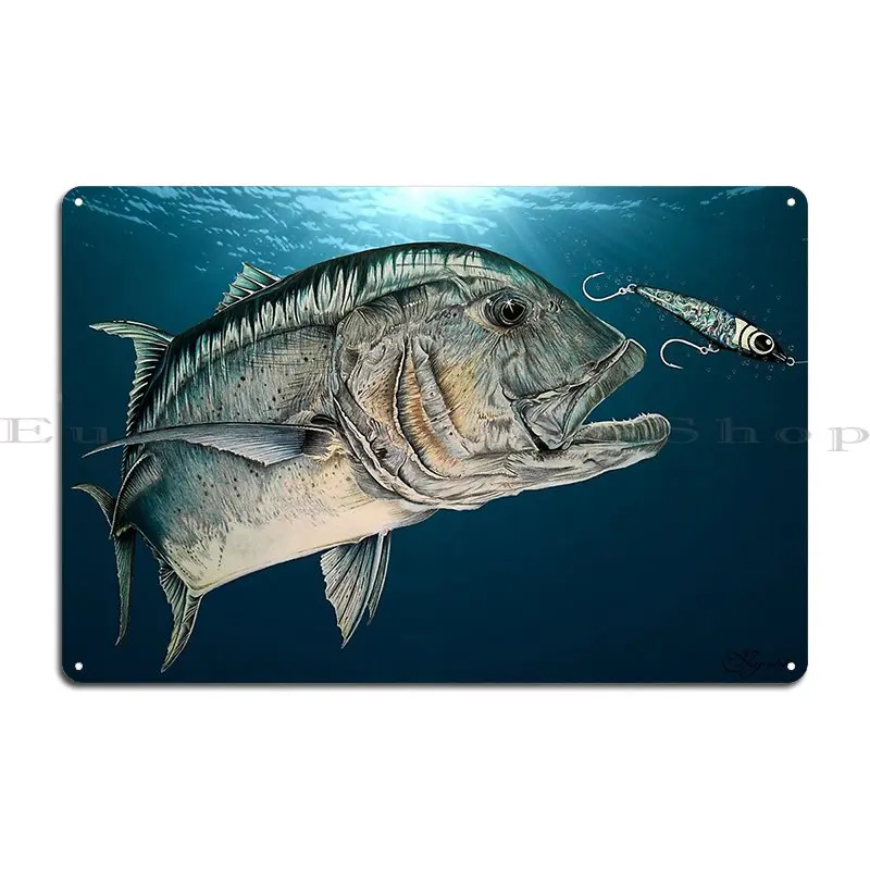 Giant Trevally And Abalone Stick Bait Metal Plaque Poster Party Plaques Living Room Wall Decor Designer Tin Sign Poster