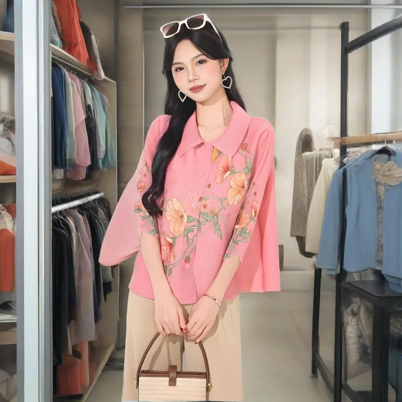 

Плиссированная рубашка Miyake, новинка 2023 года, весна и осень, модная блузка больших размеров для пожилых людей, возрастная свободная рубашка-кардиган на пуговицах