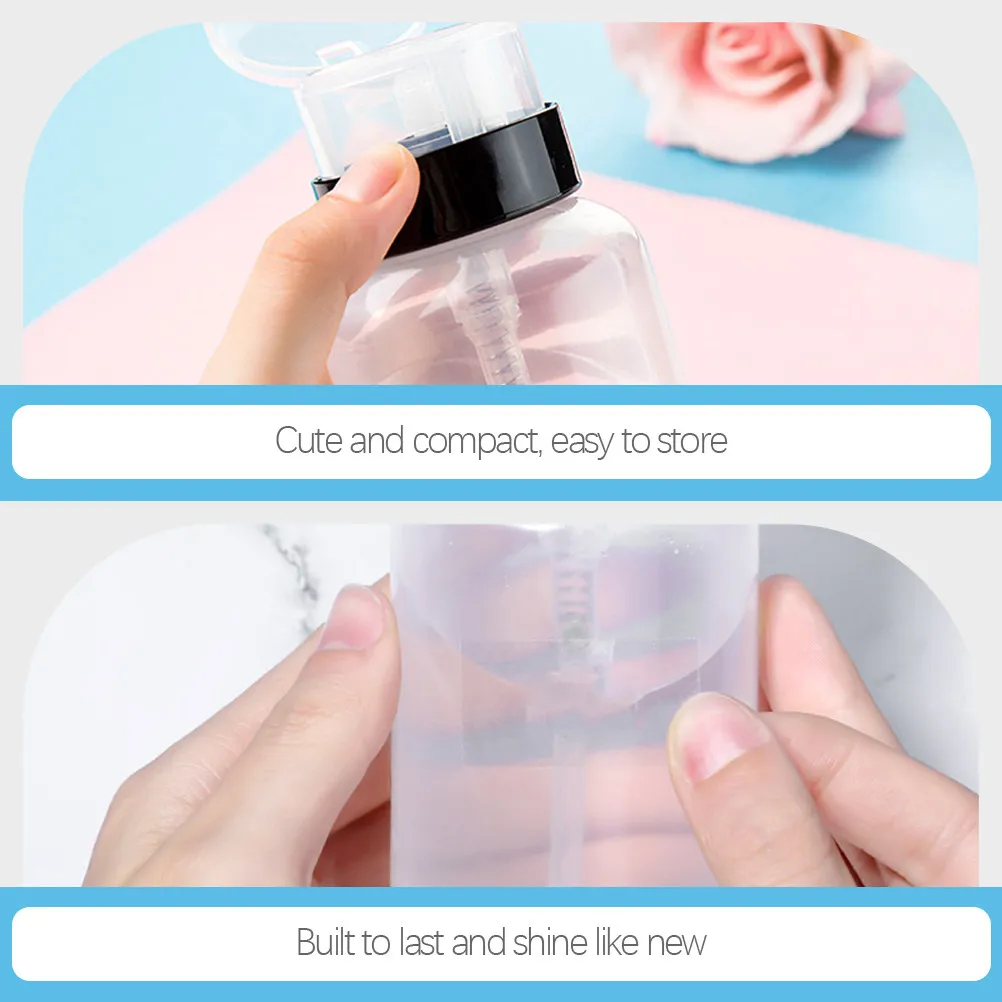 4Pcs Nail Polish Remover Bottles Pressing Pump Dispensers Perfect for Nail Remover Liquid Storage Easy Press Leakproof