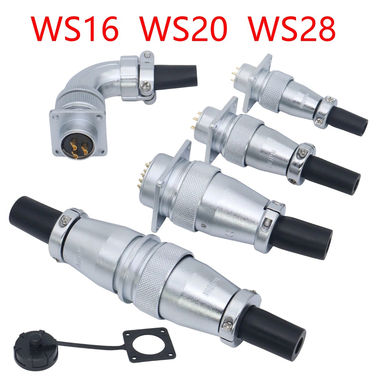 WEIPU WS16 WS20 WS28 Aviation Connector 2~26Pin Square Panel Installation Socket and Industrial Cable Waterproof Docking Plug