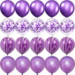Purple Golden matte Balloons Silver Confetti Balloon Wedding Valentine's Day Baby Shower Birthday Party Decorations