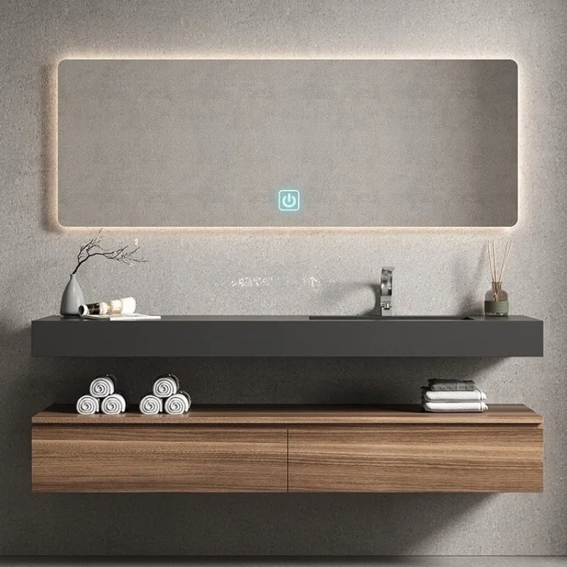 

basin bathroom cabinet combination modern simple light luxury solid wood hand wash face bathroom toilet washstand