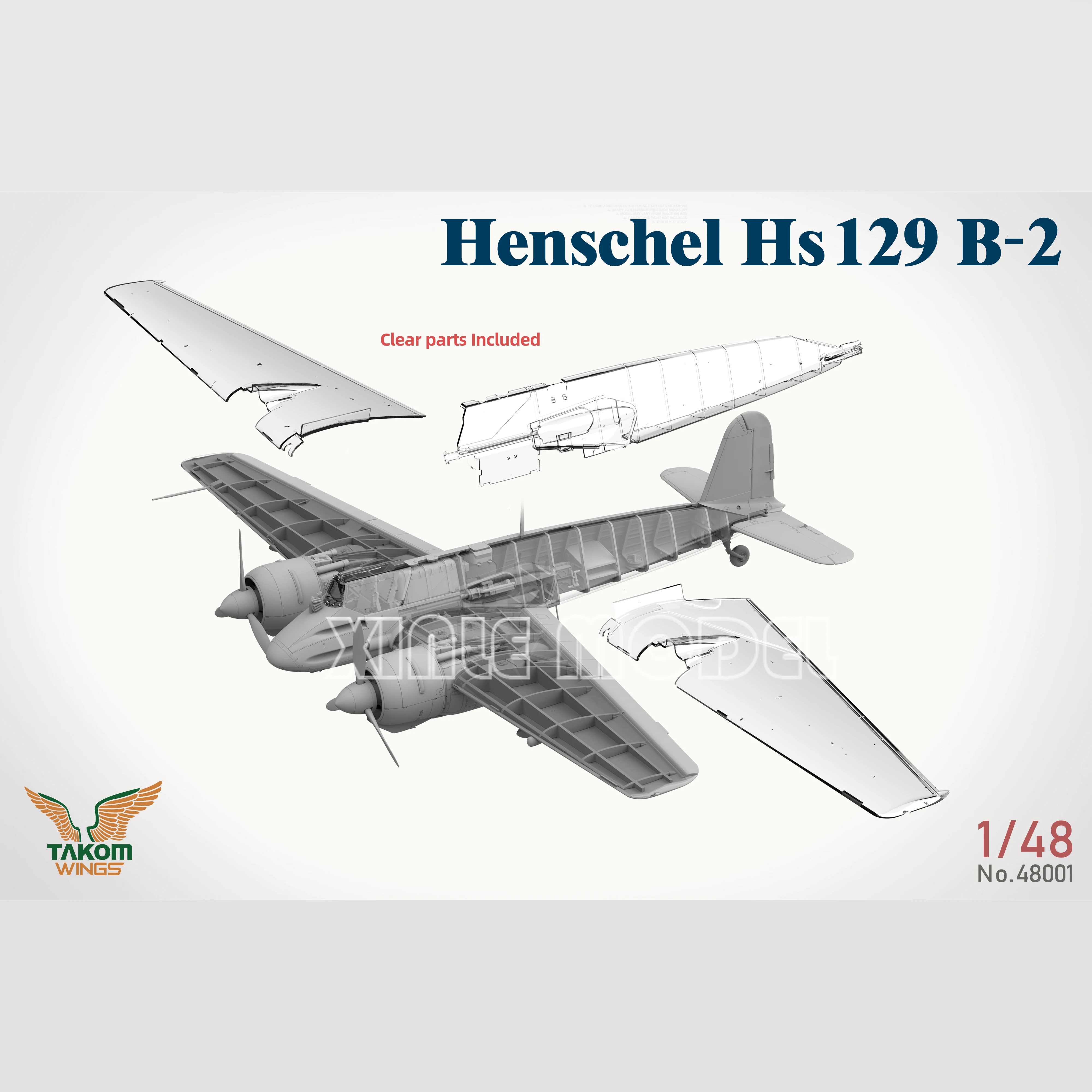 TAKOM 48001 Henschel Hs129 B-2 1/48 Kit modello in scala di aereo assemblato militare