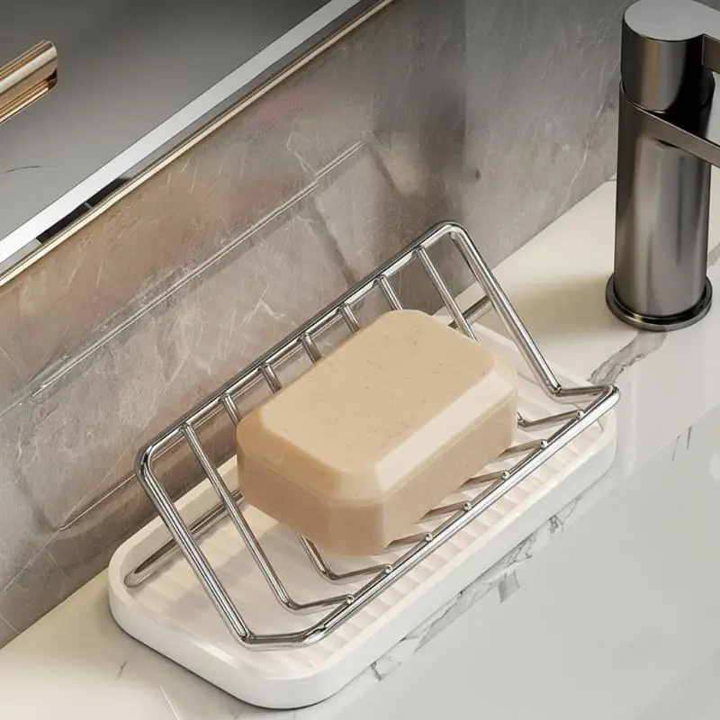 

Stainless Steel Soap Rack Kitchen Bathroom Sink Shelf W Drainage Tray Rust-resistant Saver Basket For Kitchen Bathroom Accessory