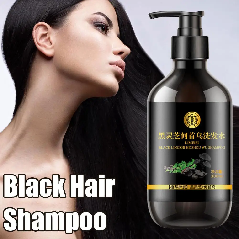 Shampooing colorant pour cheveux 3 en 1, 300ml, colorant pour cheveux, colorant instantané gris à noir, polygonum multithorum, coloré naturel, couverture pour femmes, Y4r5