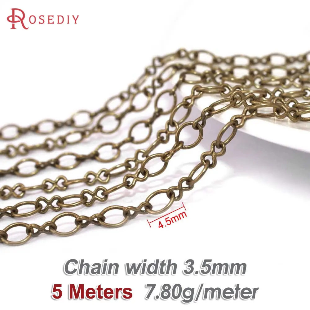 Antique Bronze Copper Chain Necklace, 5M for DIY