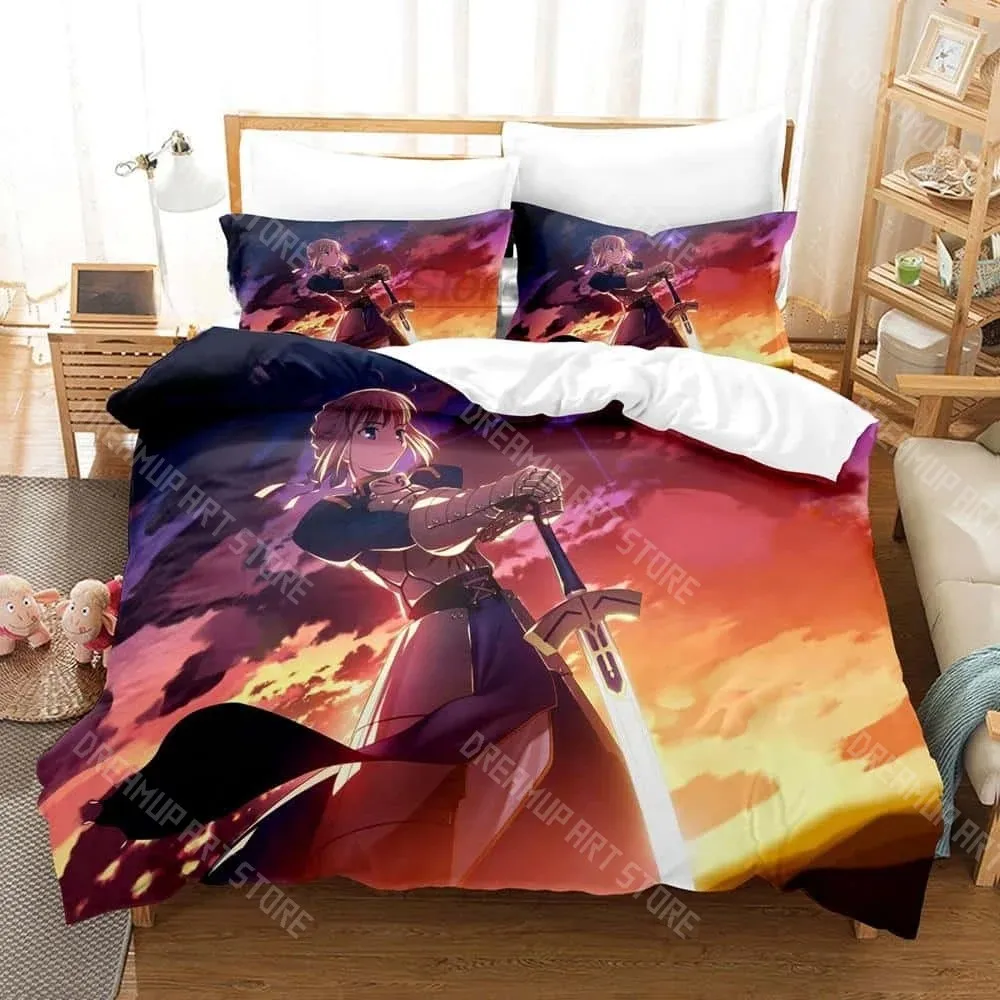 3D Printed Fate Grand Order Stay Night Saber Bedding Set for Boys Girls Duvet Cover Twin Queen King Full Single Double Sizes