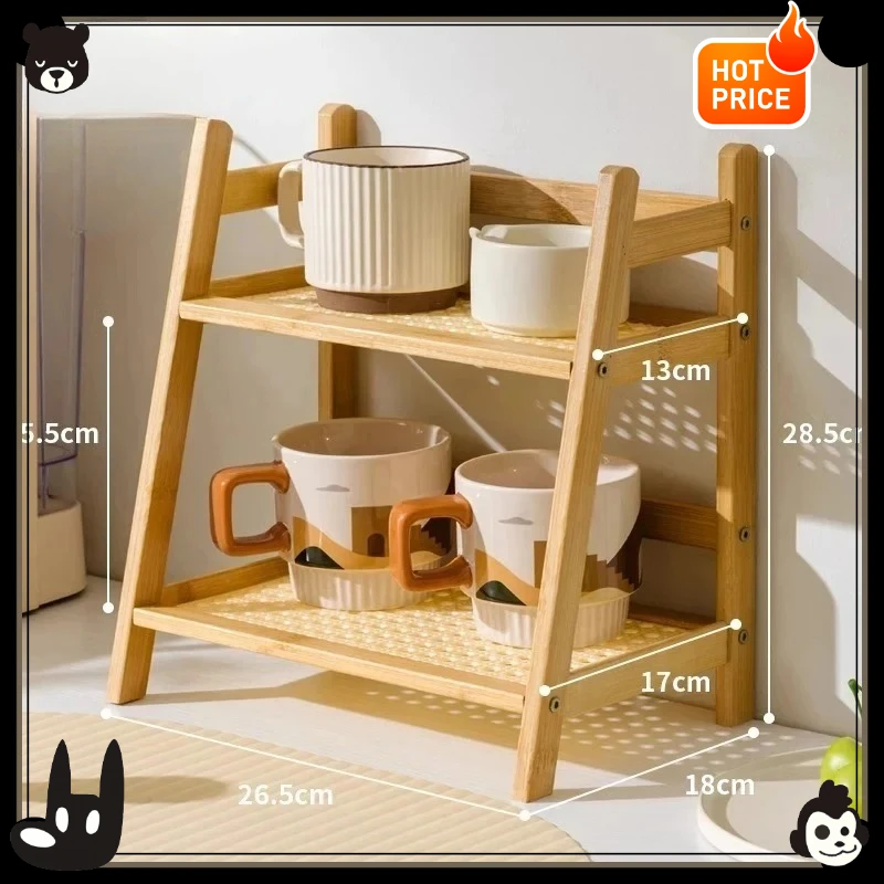 Bambus-Kaffeetassenständer – neues multifunktionales Wandregal, Arbeitsplattenaufbewahrung für die Küche zu Hause
