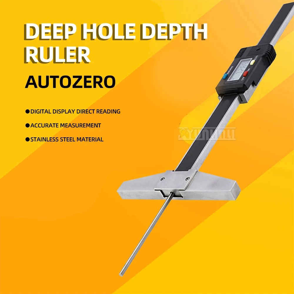 

Digital Depth Calipers High Precision Stainless Steel Electronic Deep Small Hole Caliper Bridge Length 100~150mm Ruler