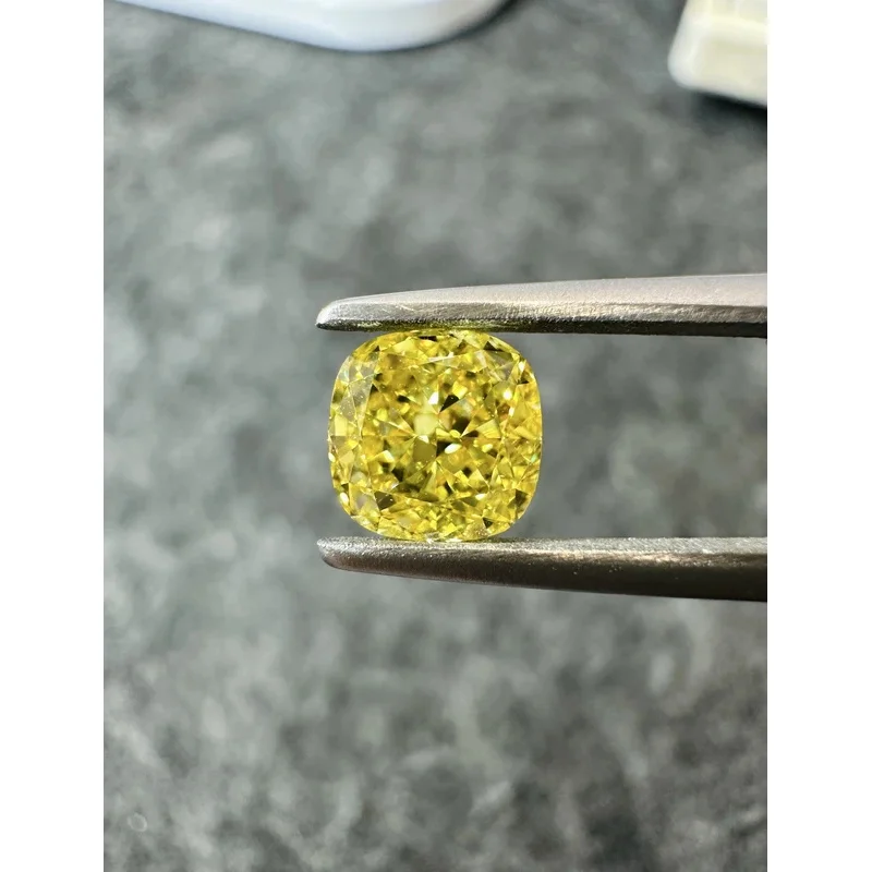 IGI Lab Grown Diamonds Cushion 1CT Fancy Vivid Yellow HPHT CVD Lab Created Diamonds For Ring Making Wholesale Beads
