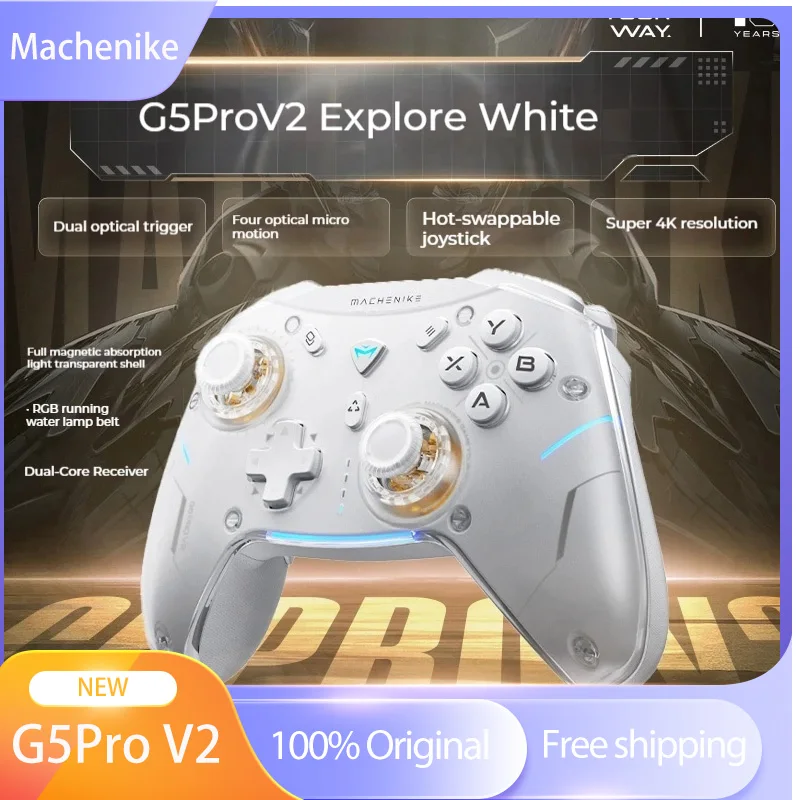 

Machenike Gamepad G5Pro V2 Optical Gamepad Collection Edition Hall Rocker Three-Mode Hot Swap G5 PRO V2 Trigger Vibration Gift